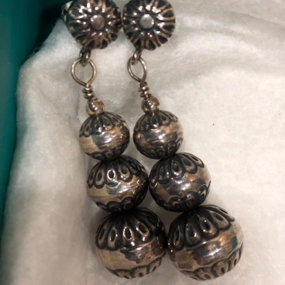 Carolyn Pollack Desert Pearl dangle earrings sterling - Picture 2 of 4